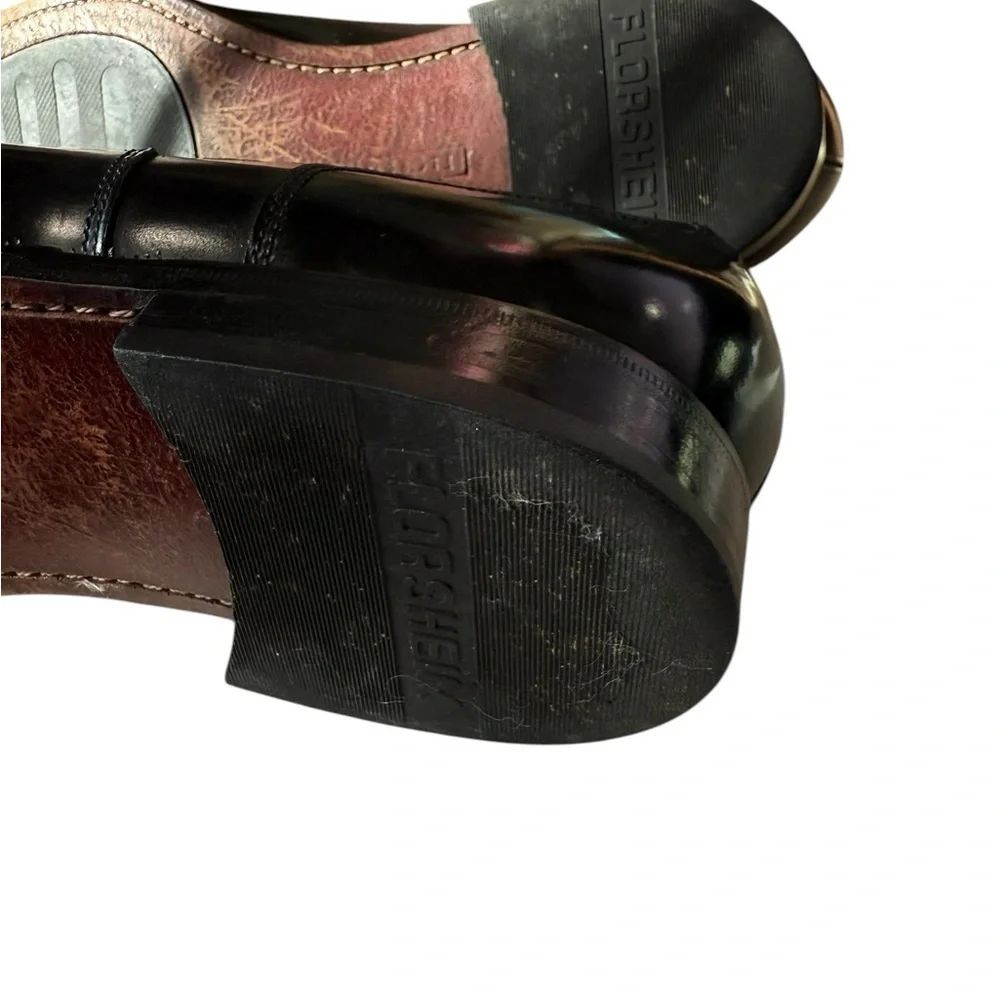 Florsheim size 10 to 10.5 Men’s Black Toe Cap Leather Lace up Shoes Made India